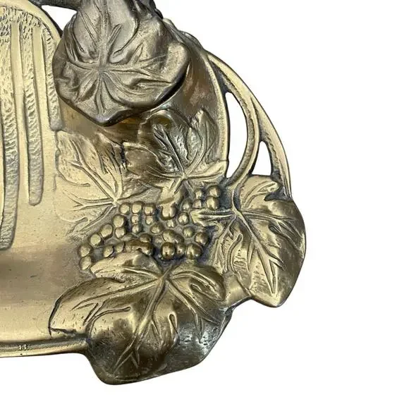 Vintage Art Nouveau Antique Brass Double Inkwell - Picture 2 of 6